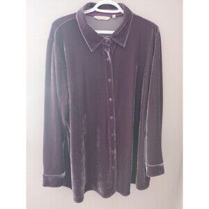 Soft Surroundings Purple Velvet Button Up Shirt Size 1X #59693